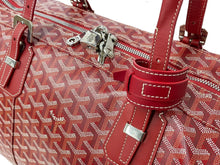 Load image into Gallery viewer, 極美品 GOYARD ゴヤール クロワジュール50 ボストンバッグ ヘリンボーン PVC コーティングキャンバス レッド 中古 56892