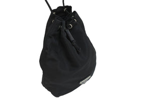 PRADA プラダ ポーチ ポシェット 巾着 トライアングルロゴ ナイロン ブラック シルバー金具 美品 中古 56901