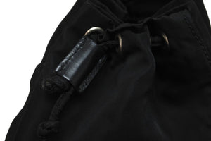 PRADA プラダ ポーチ ポシェット 巾着 トライアングルロゴ ナイロン ブラック シルバー金具 美品 中古 56901