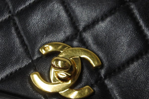 CHANEL シャネル マトラッセ チェーン ショルダーバッグ 4番台 ラムスキン フルフラップ ブラック ゴールド金具 美品 中古 56911