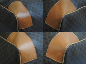 CELINE セリーヌ ボストンバッグ マカダム柄 ブラウン PVC レザー ゴールド金具 JM13 美品 中古 56912