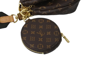 LOUIS VUITTON ルイヴィトン ショルダーバッグ M44813 ミュルティ ポシェット アクセソワール マロン カーキ 美品 中古 56916