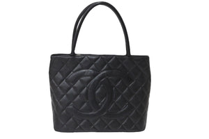 CHANEL シャネル 復刻トート 6番台 ハンドバッグ トート ココマーク キャビアスキン ブラック シルバー金具 美品 中古 56918