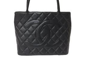 CHANEL シャネル 復刻トート 6番台 ハンドバッグ トート ココマーク キャビアスキン ブラック シルバー金具 美品 中古 56918