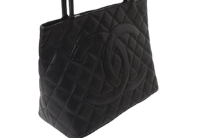 CHANEL シャネル 復刻トート 6番台 ハンドバッグ トート ココマーク キャビアスキン ブラック シルバー金具 美品 中古 56918
