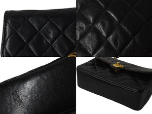 CHANEL シャネル ミニマトラッセ チェーン ショルダーバッグ 0番台 ラムスキン サークル ココマーク ブラック ロゴ 美品 中古 56924