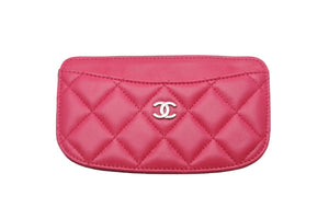 CHANEL シャネル マトラッセ カードケース 19番台 ピンク カーフスキン ココマーク ロゴ 小物入れ シルバー金具 美品 中古 56929