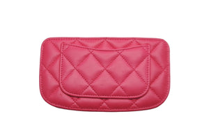 CHANEL シャネル マトラッセ カードケース 19番台 ピンク カーフスキン ココマーク ロゴ 小物入れ シルバー金具 美品 中古 56929