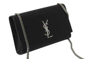 極美品 YVES SAINT LAURENT イヴサンローラン ケイト ショルダーバッグ YSL3640210820 ブラック シルバー金具 中古 56932