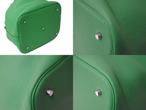 極美品 HERMES エルメス ピコタンロックTGM ハンドバッグ バンブー グリーン トリヨンクレマンス T刻印 鞄 中古 56934