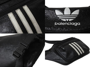 新品同様 BALENCIAGA バレンシアガ adidas アディダス ベルトバッグ ヴィンテージ加工 ラムスキン 721841210M4 中古 56937