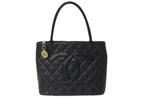 極美品 CHANEL シャネル キャビアスキン 復刻 トートバッグ 7番台 ハンドバッグ ブラック ココマーク ロゴ ゴールド金具 中古 56945