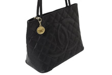 Load image into Gallery viewer, 極美品 CHANEL シャネル キャビアスキン 復刻 トートバッグ 7番台 ハンドバッグ ブラック ココマーク ロゴ ゴールド金具 中古 56945