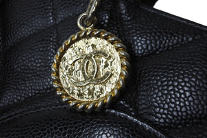 極美品 CHANEL シャネル キャビアスキン 復刻 トートバッグ 7番台 ハンドバッグ ブラック ココマーク ロゴ ゴールド金具 中古 56945