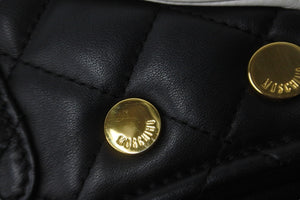 MOSCHINO モスキーノ ジャケットキルティング ダブルチェーン ショルダーバッグ ブラック ホワイト バイカラー 良品 中古 56952