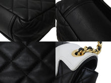 Load image into Gallery viewer, MOSCHINO モスキーノ ジャケットキルティング ダブルチェーン ショルダーバッグ ブラック ホワイト バイカラー 良品 中古 56952