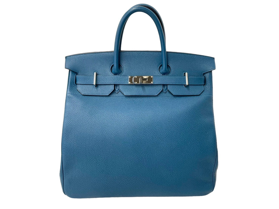 新品同様 HERMES エルメス ハンドバッグ オータクロア40 ブルーイズミール トゴ パラジウム金具 中古 56956