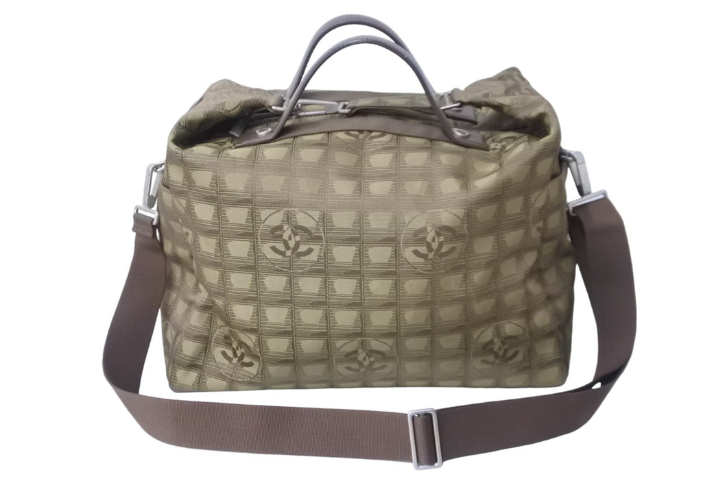 極美品 CHANEL シャネル ニュートラベルライン ナイロン 2WAY ショルダーバッグ 7番台 ボストンバッグ カーキ A15969 中古 56958