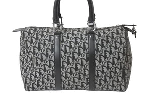 Christian Dior クリスチャンディオール トロッター 35cm ボストンバッグ BO A 0043 ブラック シルバー金具 中古 良品 56961