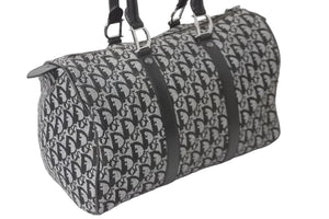 Christian Dior クリスチャンディオール トロッター 35cm ボストンバッグ BO A 0043 ブラック シルバー金具 中古 良品 56961