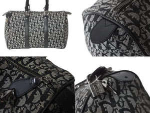 Christian Dior クリスチャンディオール トロッター 35cm ボストンバッグ BO A 0043 ブラック シルバー金具 中古 良品 56961