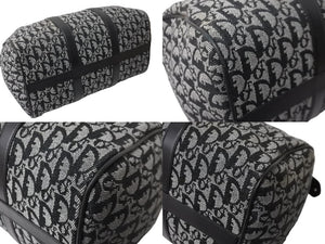 Christian Dior クリスチャンディオール トロッター 35cm ボストンバッグ BO A 0043 ブラック シルバー金具 中古 良品 56961