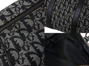 Christian Dior クリスチャンディオール トロッター 35cm ボストンバッグ BO A 0043 ブラック シルバー金具 中古 良品 56961