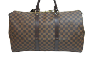 LOUIS VUITTON ルイヴィトン ダミエ キーポル50 ボストンバッグ N41427 コーティングキャンバス ブラウン 美品 中古 56971