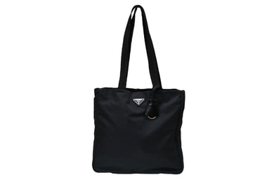 PRADA プラダ トートバッグ トライアングル ハンドバッグ シルバー金具 ブラック金具 ナイロン 美品 中古 56972 
