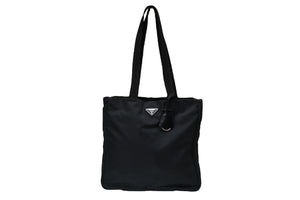PRADA プラダ トートバッグ ハンドバッグ トライアングルロゴ ブラック シルバー金具 ナイロン 美品 中古 56972
