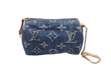 極美品 LOUIS VUITTON ルイヴィトン モノグラムデニム トゥルース スピーディPM ミニポーチ M95082 ブルー 中古 56974