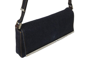 FENDI フェンディ ハンドバッグ デニム ショルダーバッグ 2119 26640 008 デニム生地 ブルー シルバー金具 良品 中古 56980
