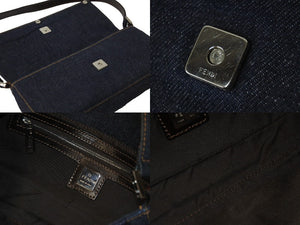 FENDI フェンディ ハンドバッグ デニム ショルダーバッグ 2119 26640 008 デニム生地 ブルー シルバー金具 良品 中古 56980