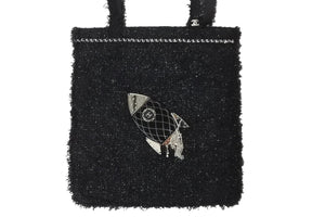 極美品 CHANEL シャネル ロケット モチーフ ツイード トートバッグ 24番台 ブラック ラメ ココマーク チェーン A94656 中古 56985