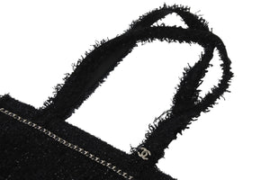 極美品 CHANEL シャネル ロケット モチーフ ツイード トートバッグ 24番台 ブラック ラメ ココマーク チェーン A94656 中古 56985