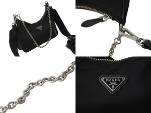 PRADA プラダショルダーバッグ ポシェットポーチ ストラップ付き 2005年再版 1BH204 シルバー金具 美品 中古 56988 