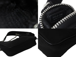 PRADA プラダショルダーバッグ ポシェットポーチ ストラップ付き 2005年再版 1BH204 シルバー金具 美品 中古 56988 