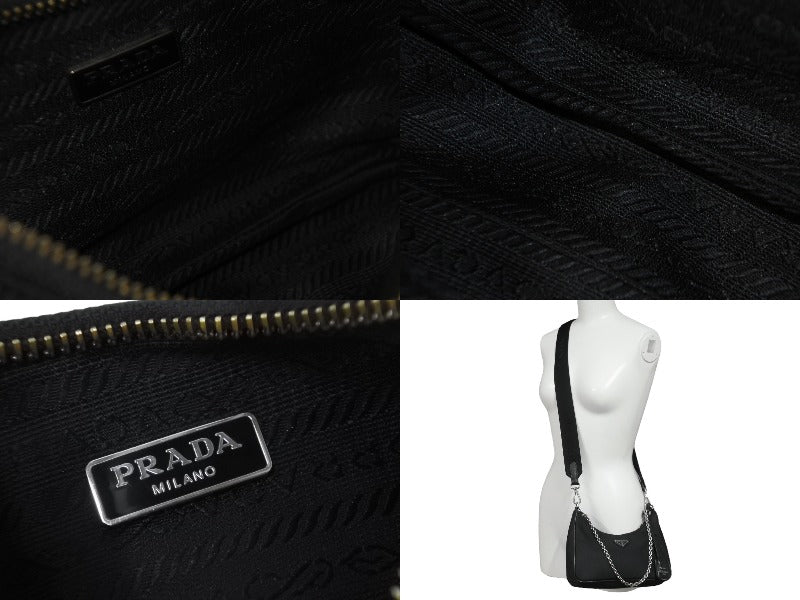 PRADA プラダ ショルダーバッグ ポシェット ポーチ ストラップ付き Re-Edition 2005 1BH204 シルバー金具 美品  56988