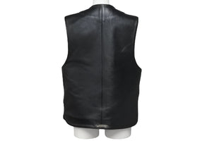 極美品 CHROME HEARTS クロムハーツ ベスト CHクロスボタン ブラック 牛革 シルバー925 サイズS 中古 56994