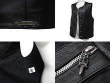 Load image into Gallery viewer, 極美品 CHROME HEARTS クロムハーツ ベスト CHクロスボタン ブラック 牛革 シルバー925 サイズS 中古 56994