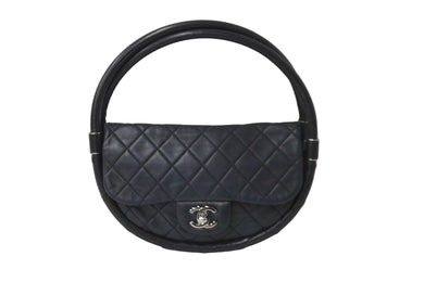 CHANEL シャネル ハンドバッグ マトラッセ ミニフラフープ 18番台 ラムスキン ブラック シルバー金具 良品 中古 57004
