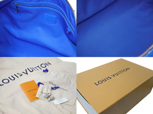 新品未使用 LOUIS VUITTON ルイヴィトン ボストンバッグ キーポルバンドリエール 50 M45428 ブルー ホワイト シルバー金具 57005