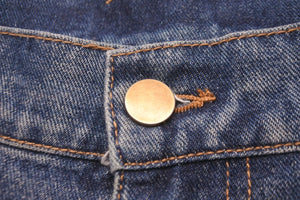 KidSuper キッドスーパー パッチワーク デニムストレートパンツ AW23-PT-2 ブルー 刺繍 ゴールド金具 美品 中古 57036