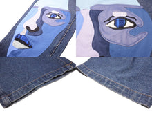 Load image into Gallery viewer, KidSuper キッドスーパー パッチワーク デニムストレートパンツ AW23-PT-2 ブルー 刺繍 ゴールド金具 美品 中古 57036