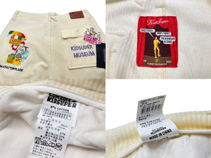 新品未使用 KIDSUPER キッドスーパー ストレートパンツ 刺繍 AW23-PT-14 ホワイト コーデュロイ サイズ32 中古 57037