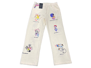 新品未使用 KIDSUPER キッドスーパー ストレートパンツ 刺繍 AW23-PT-14 ホワイト コーデュロイ サイズ32 中古 57037