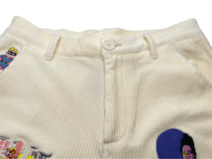 新品未使用 KIDSUPER キッドスーパー ストレートパンツ 刺繍 AW23-PT-14 ホワイト コーデュロイ サイズ32 中古 57037