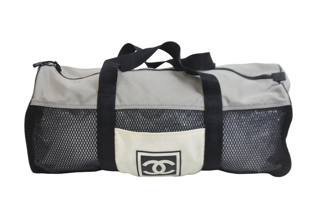 CHANEL シャネル ボストンバッグ ココマーク スポーツライン メッシュ キャンバス シリコン 8番台 2003年 ブラック 美品 中古 57038