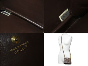 CHANEL シャネルチェーンショルダーバッグ ココマーク マトラッセ ラムスキン 1985〜1990 ダークブラウン ゴールド 美品 中古 57039