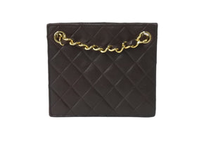 CHANEL シャネルチェーンショルダーバッグ ココマーク マトラッセ ラムスキン 1985〜1990 ダークブラウン ゴールド 美品 中古 57039